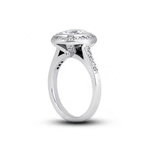 1,46ct I-VS1 ovale Form Erdabbau zertifizierte Diamanten 14k Halo Verlobungsring - Bild 1 von 3