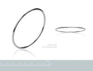 Dolly-Bijoux Bracelet Rhodié Jonc Lisse Argent Massif 925 66-72 mm - 16 Grammes - Foto 1 di 1