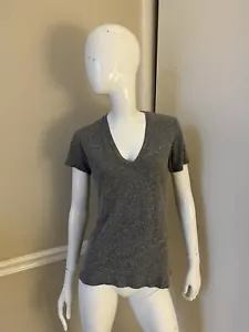 MONROW CLASSIC Heather Gray Slub Cotton/Rayon Knit V-Neck S/S T-Shirt Sz XS - Picture 1 of 7