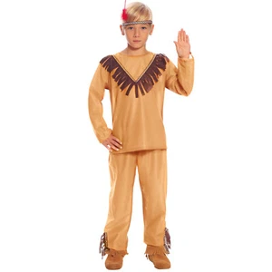 Angsagtes Western Kinder-Kostüm Indianer Häuptling Braun 3-4 Jahre 95 - 100 cm - Bild 1 von 1