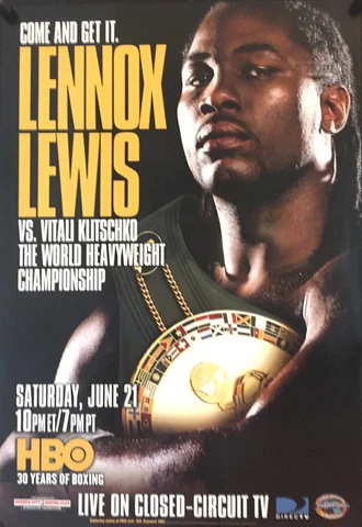 Vintage Original Lennox Lewis vs. Vitali Klitschko Boxing Fight Poster Cover