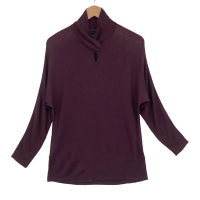 Suéter Kenneth Cole Mujer Pequeño Granate Tejido Manga Larga Cerradura Mantón Cuello Foto 1 de 4