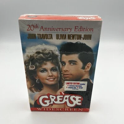 Grease VHS 20th Anniversary Edition Widescreen Soundtrack CD & Screenplay SEALED - Image 1 of 4