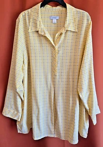 Blusa Top Pullover CJ Banks Para Mujer 3X Amarillo Brillante Manga Larga 2 Bolsillos - Imagen 1 de 8