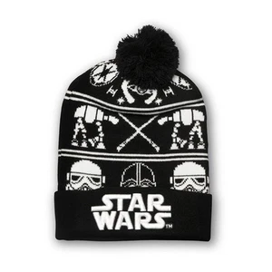 Sombrero Loungefly Star Wars Blanco y Negro Galaxia Tejido Gorro Sombrero con Pom Pom - Imagen 1 de 2