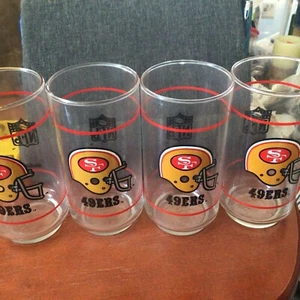 Vintage San Francisco 49ers NFL Drinking Glass Cup for Mancave Bar Lot Of 4 6” - Picture 1 of 4