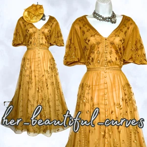 MONSOON EMBROIDERED FLORAL & SEQUINS WEDDING OCCASION PARTY DRESS SIZE 14 - Picture 1 of 11