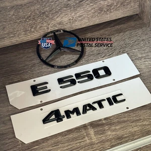 E550 4MATIC Rear Star Emblem Black Letter Badge Logo Set for AMG Mercedes W212 - Picture 1 of 8