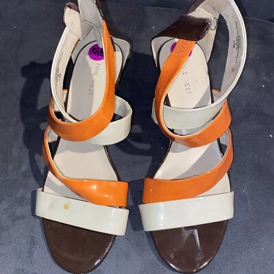 Womens Nine West NW7 Striped Synthetic Patent Leather 2.5" Heels Shoes 8.5 - Image 1 of 4