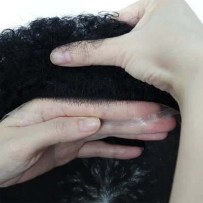 Sistema de cabello humano Toupee para hombres completo de encaje francés reemplazo de cabello negro #1B 8X10 Foto 1 de 4