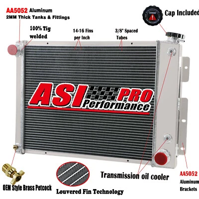 3 ROW Aluminum Radiator For 67~1968 CHEVY CAMARO Pontiac FIREBIRD 5.7L V8 Foto 1 de 4