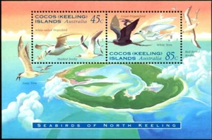 Mini hoja de aves marinas de las islas Cocos (Keeling) 1995 como nueva nunca bisagras, limpia - Imagen 1 de 1