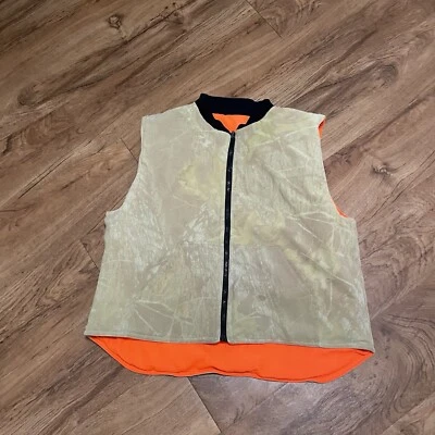 American Outfitters Garment Vest Mossy Oak Camo Reversible Men Measured Orange - Image 1 of 4