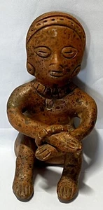 Vintage Art Pottery Seated Figure Hands Tied Mexico Excellent Used Condition 5”T - Picture 1 of 6