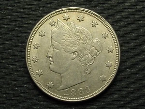 HALBSCHLÜSSEL DATUM! AU-BU 1883 LIBERTY V NICKEL KEINE CENTS SAMMLERZUSTAND #51t - Bild 1 von 2