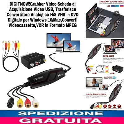 Scheda di Acquisizione Video USB, Trasferisce Convertitore Analogico Hi8 VHS In  - Immagine 1 di 4