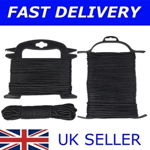 Black 4MM Guy Line Rope Tent Camping Guyline Paracord Cord 10M 15M 25M - Picture 1 of 4