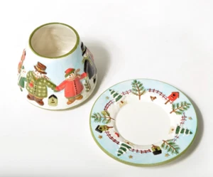 Yankee Candle Shade And Plate Snowman Family By Teresa Kogut 2 Pc Ceramic Winter - Picture 1 of 8