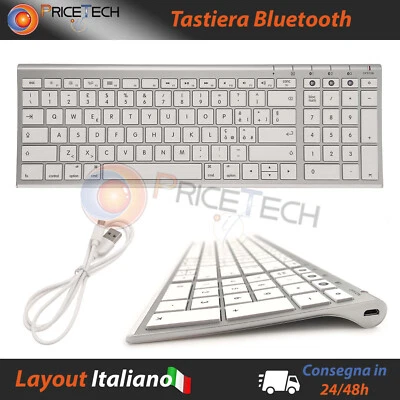 Tastiera Ita Sottile Silenziosa per Mac OS, IOS, IPad, iMac, Argento Bianco - Immagine 1 di 4