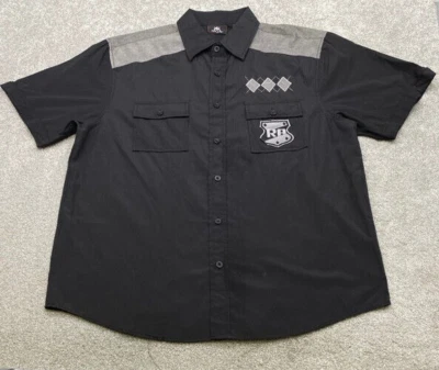 Red Ape Shirt Men's XL Short Sleeve Button Up Black Gray Diamonds Embroidered - Image 1 of 4