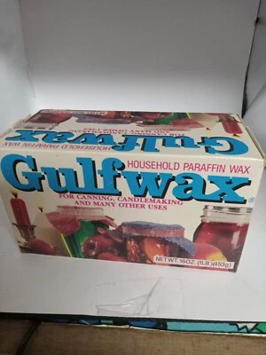 Vintage 1994 Unused 16 oz Box Gulfwax Household Paraffin Wax Canning Candles USA - Image 1 of 4