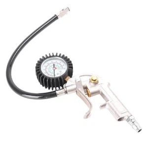 Auto Car 220psi Lock On Tire Pressure Gauge Meter Air Inflator Gun Pistol Hose - Picture 1 of 10