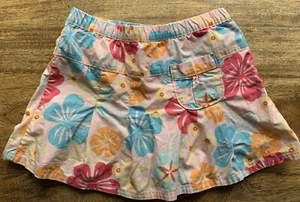 LL Bean Skirt Skort Girls Size 5 6 EUC Pink Blue Gold Floral Print Adorable! - Picture 1 of 4