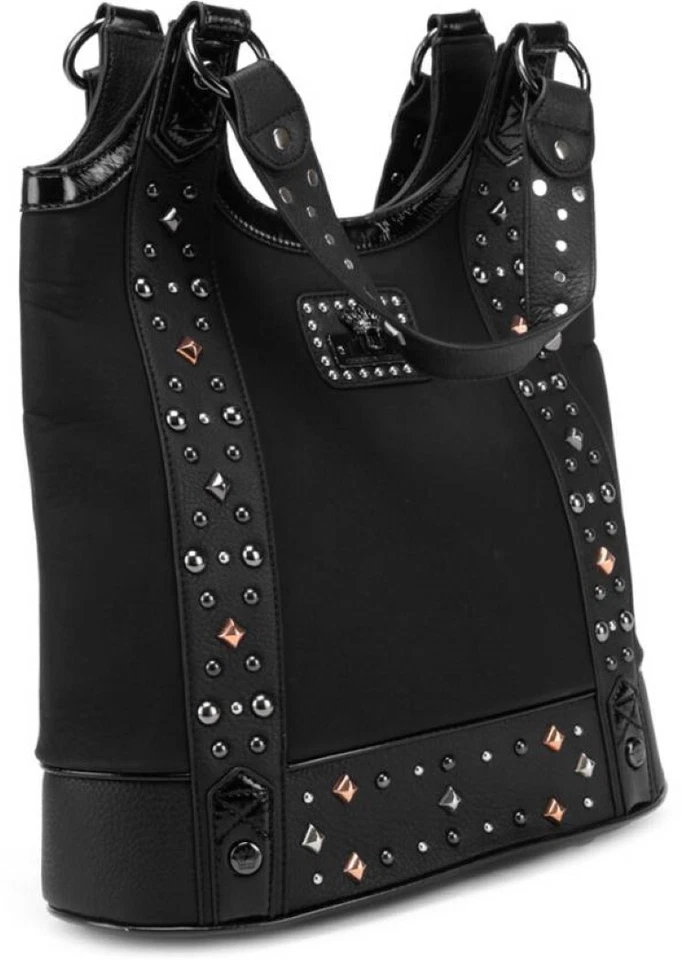 Bolso de hombro grande Christian Audigier Brooke muy tachonado imitación gamuza cuero Foto 1 de 4