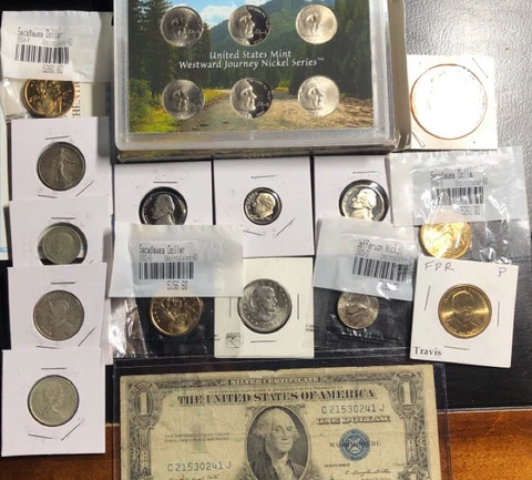 PROOF NICKEL DIME US MINT NICKEL SET SILVER CERTIFICATE SACASAWEA DOLLAR COPPER Cover