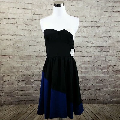 Vestido Vaina Jay Godfrey 10 Sin Tirantes Mezcla Seda Sweetheart Bloque de Color Nuevo con Etiquetas Foto 1 de 4