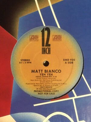Matt Bianco 12” PROMO Mix Vinyl Yeah Yeah & Smooth 1985 Atlantic LP - Image 1 of 2