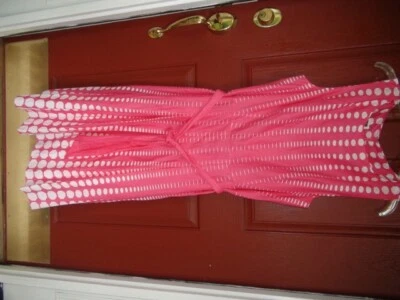 Vestido Anne Klein talla 16 100 % algodón forro 100 % algodón rosa pancy/blanco L 46 pulgadas Foto 1 de 4