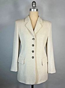 Vintage late 1980's-90's Cream color wool blend blazer jacket by ESCADA sz 36 - Picture 1 of 17