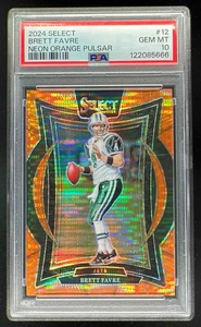 2024 Panini Select Concourse Neon Orange Pulsar Prizm #12 Brett Favre/7 PSA 10 - Imagen 1 de 2