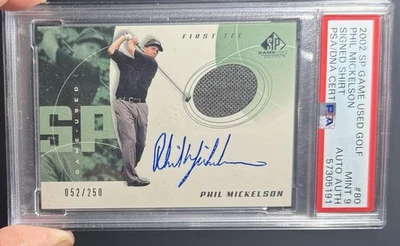 2002 SP Game Used Phil Mickelson Rookie Game Worn Shirt Auto #’d /250 PSA 9 💎 - Image 1 of 2