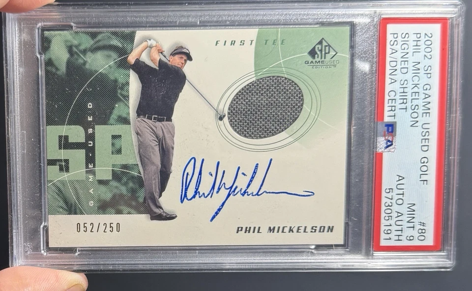 2002 SP Game Used Phil Mickelson Rookie Game Worn Shirt Auto #’d /250 PSA 9 💎 - Image 1 of 2