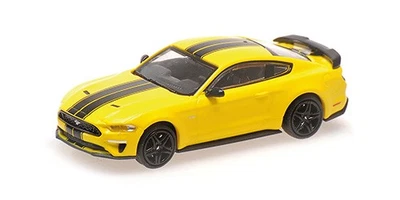 Minichamps 870087027 1/87 MUSTANG 2018 GIALLO CON STRISCE NERE Modello Auto - Immagine 1 di 4