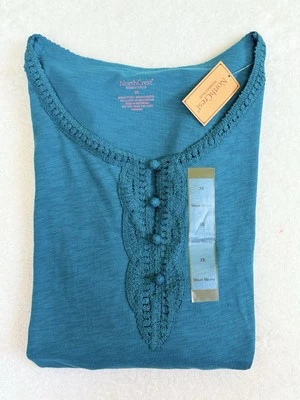 NUEVO CON ETIQUETAS ✨ Top de mujer manga corta talla grande 3X North Crest verde envío gratuito ✨ Foto 1 de 4