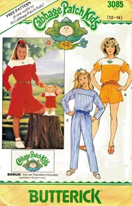 Girl's Jumpsuit 3 Lengths Butterick Pattern 3085 Sizes 12 14 Cabbage Patch Kids - Picture 1 of 2