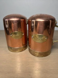 Set Vintage Rame e Ottone Sale e Pepe Shaker Alto 4” Cottagecore Rustico - Foto 1 di 11