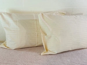 Fieldcrest Luxus Damast Streifen Standard/Queen Kissenbezüge - Elfenbein - Bild 1 von 15