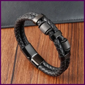 Charm Braid Rope Bracelet For Men Stainless Steel Magnetic Buckle Genuine - Picture 1 of 37