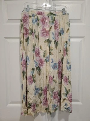 Alfred Dunner Skirt Full Women's Size 18 Elastic Waist Pastel 80s Faux Button - Image 1 of 4