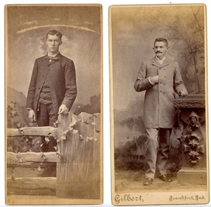 2 4x8 19th-Century Cabinet Card Photos Young Men Formal Attire Frankfort Indiana - Picture 1 of 4