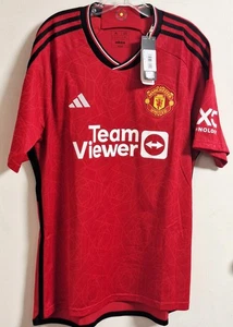 Camiseta de fútbol Manchester United local a rayas Adidas XL nueva - Imagen 1 de 13