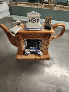 Vintage Cardew Blue Woodmanton Titan Flueback Fireplace Teapot - Picture 1 of 4