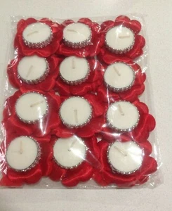12X Kina Gecesi Güllü El Mumu Hennaabend Handkerzen Red Henna Candles - Picture 1 of 1