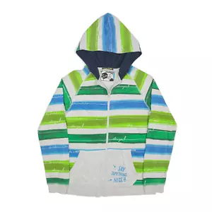 DESIGUAL Say Something schöner gestreifter Hoodie grün durchgehender Reißverschluss Mädchen 13-14 Jahre - Bild 1 von 8