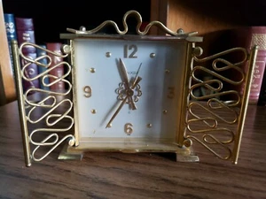 🔴 Vintage LUXOR Schweizer Mantel Gold Wecker zum Aufziehen Luxor Messing - Bild 1 von 8