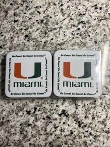 UNIVERSITY OF MIAMI HURRICANES GO CANES! 2 pks SQUARE DRINK COASTERS - Picture 1 of 2